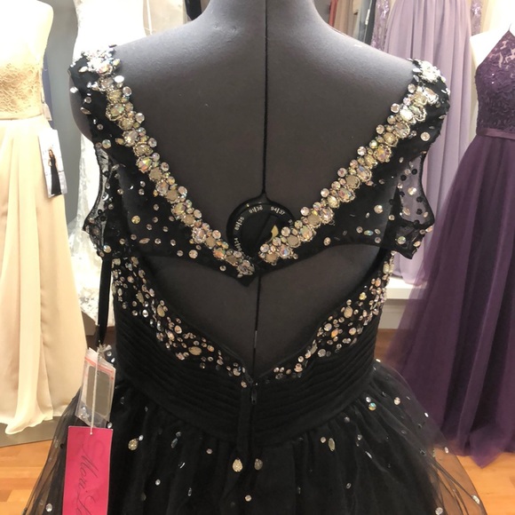 ✔️ Mori Lee prom dress (semi off shoulder) with rhinestones - Picture 7 of 10